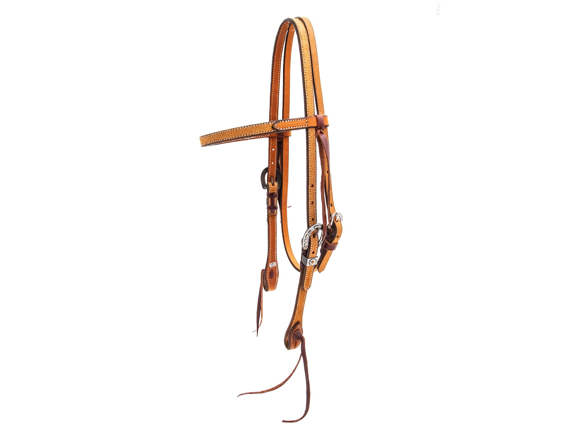 Load image into Gallery viewer, Partrade Roughout Leather Browband Headstall with Silver Horseshoe Buckles