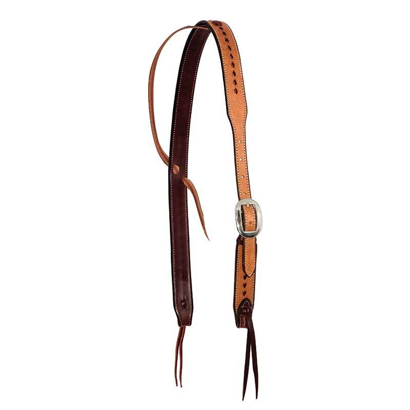 Partrade Leather Roughout Slip Ear Headstall with Buckstitching