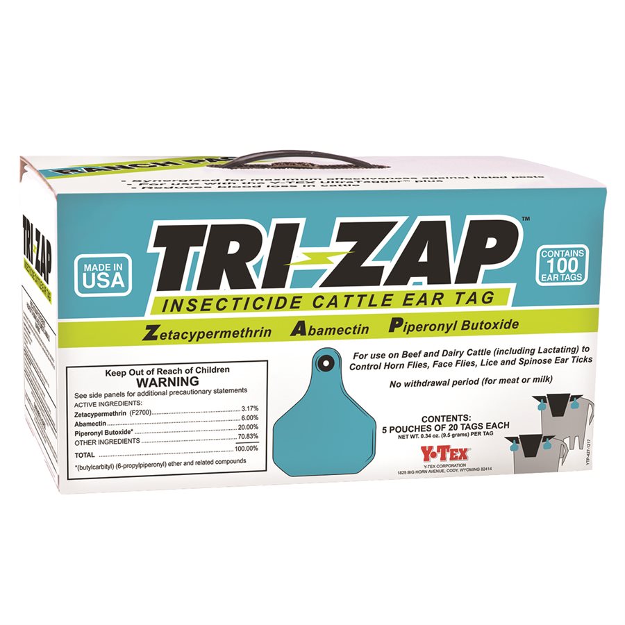 Tri-Zap Insecticide Cattle Ear Tags - 100 Pack