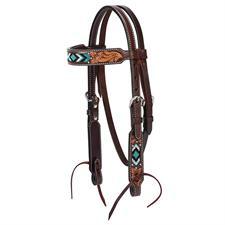 Weaver Leather Tooled with Beaded Inlay Pony Headstall