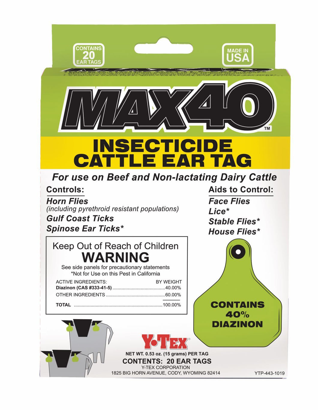 Y-Tex Max 40 Insecticide Fly Tag