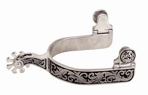 Men’s Spurs with Engraved Band and Black Background - Animal Health Express